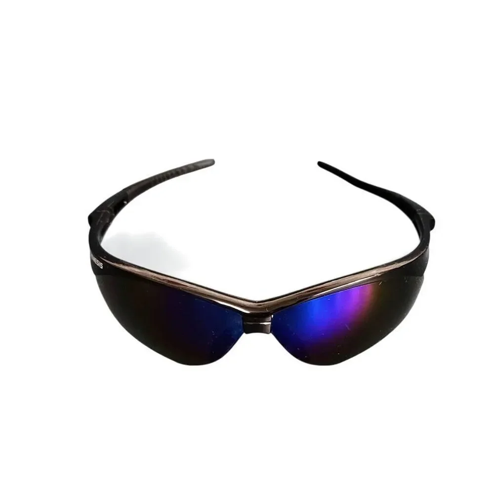 Nemesis Polished Black Gray Lens Sport Wrap Mens Biker Safety Sunglasses
